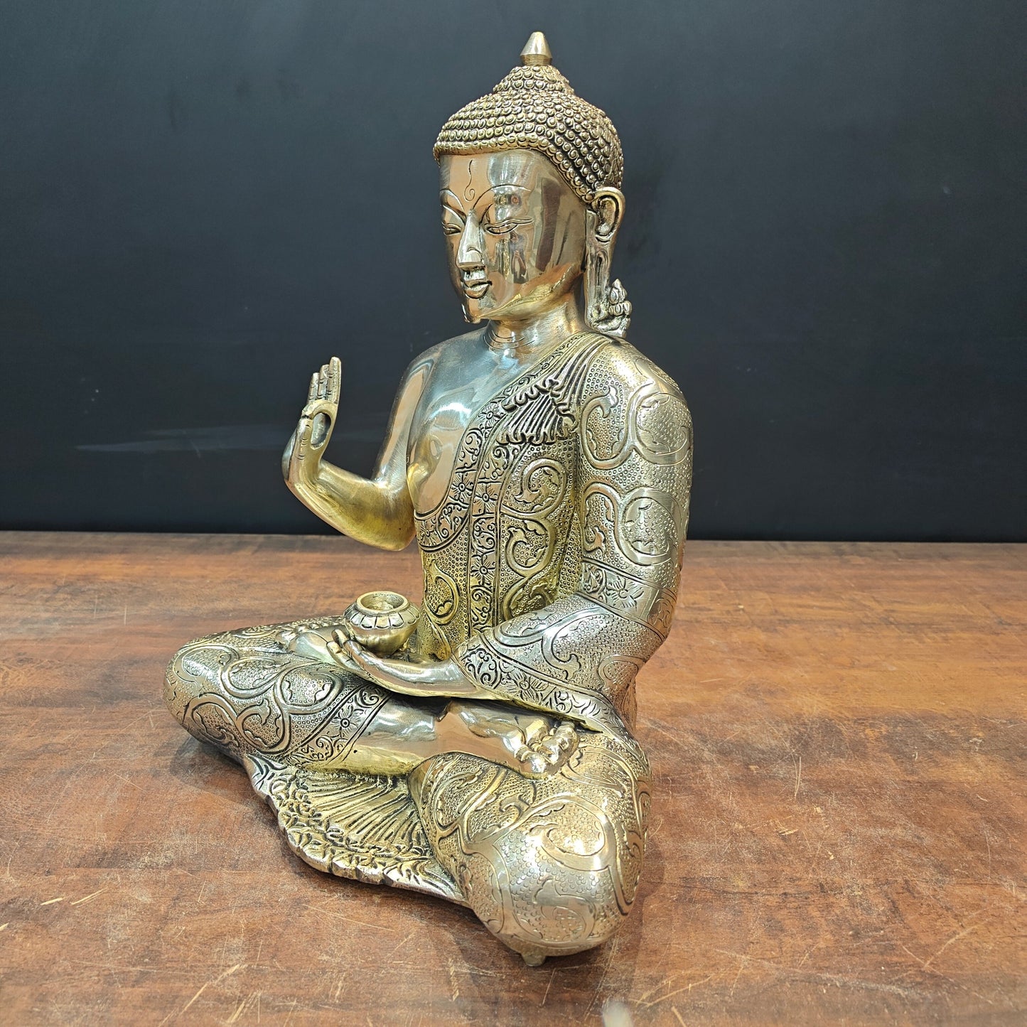 Brass Blessing Buddha Statue 16 Inches