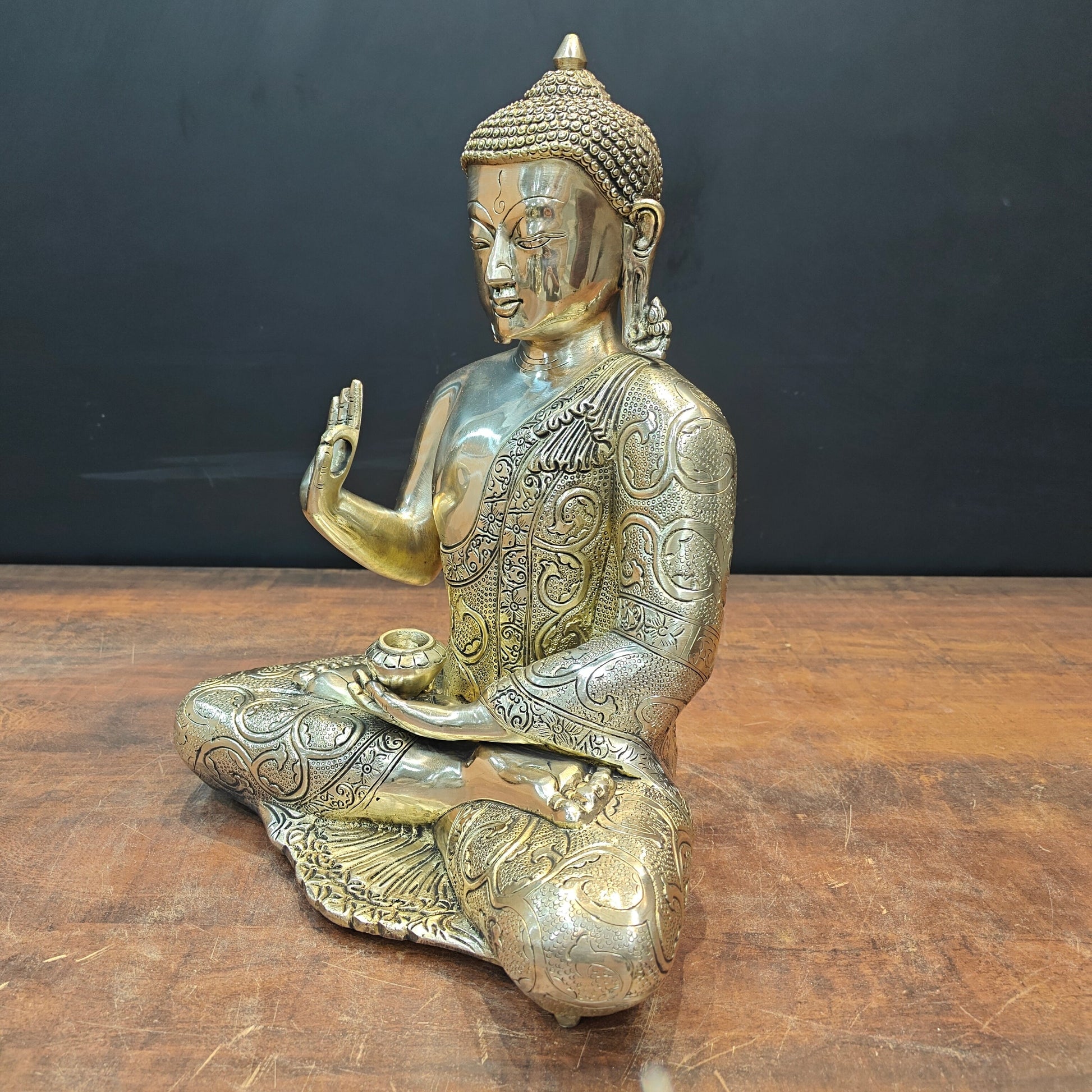 Brass Blessing Buddha Statue 16 Inches - Image 6