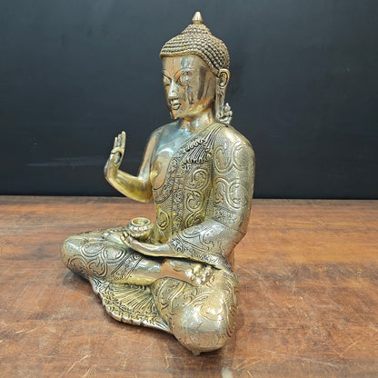 Brass Blessing Buddha Statue 16 Inches by vendor-unknown - Buddha (View 6)