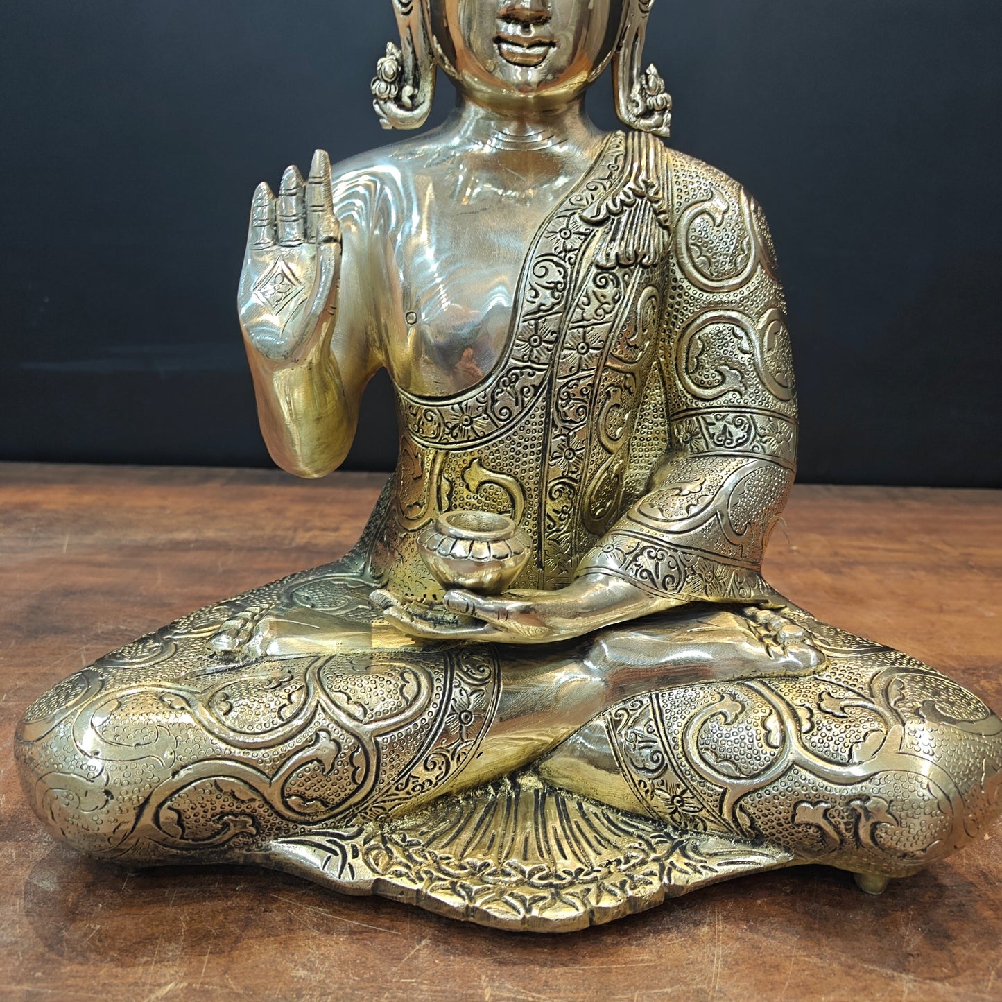 Brass Blessing Buddha Statue 16 Inches