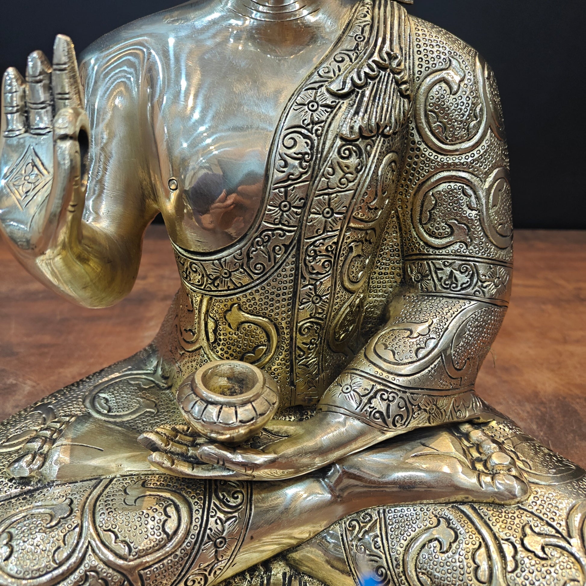 Brass Blessing Buddha Statue 16 Inches - Image 8