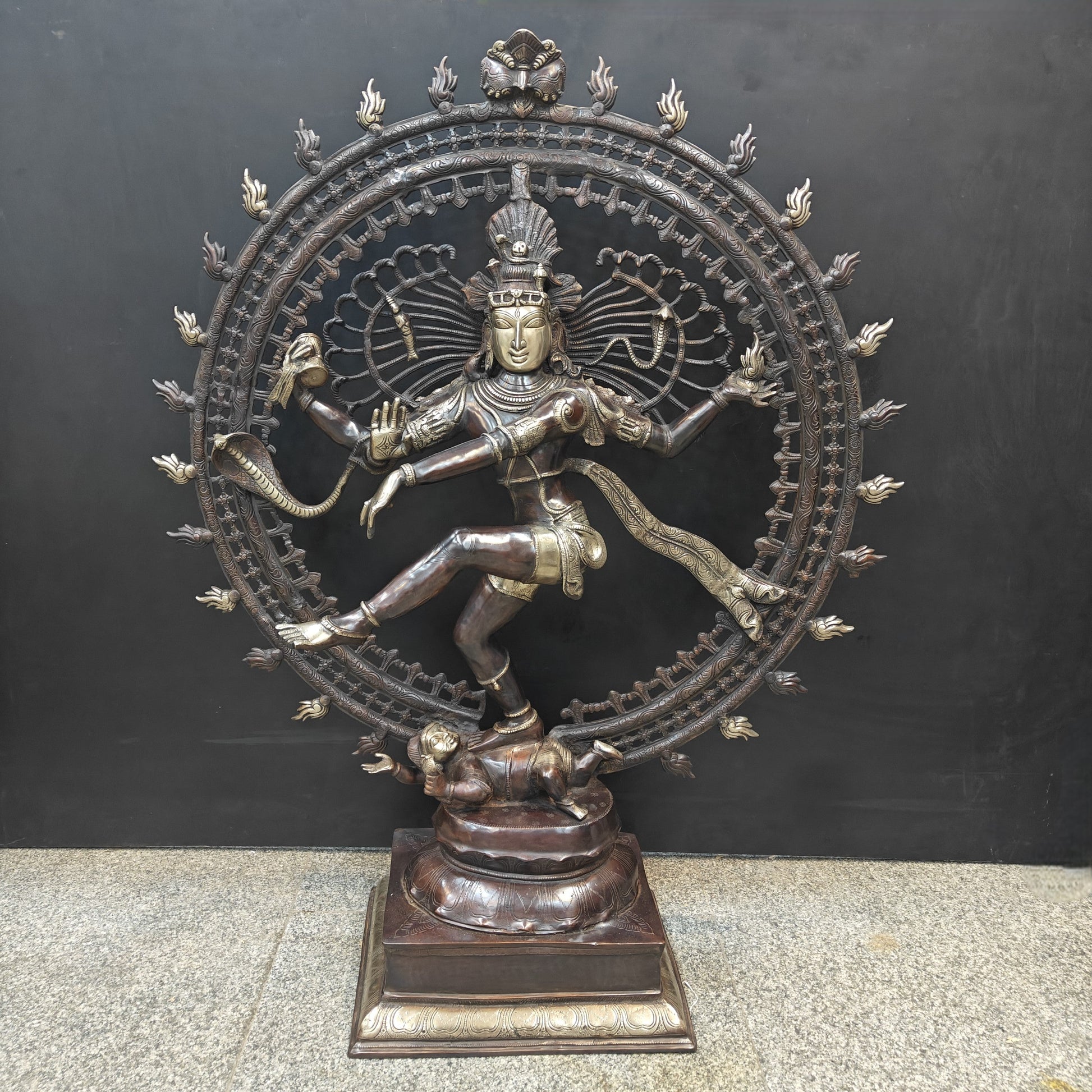 Brass Dancing Shiva as Nataraja Statue Antique Finish 4 Feet - Image 5