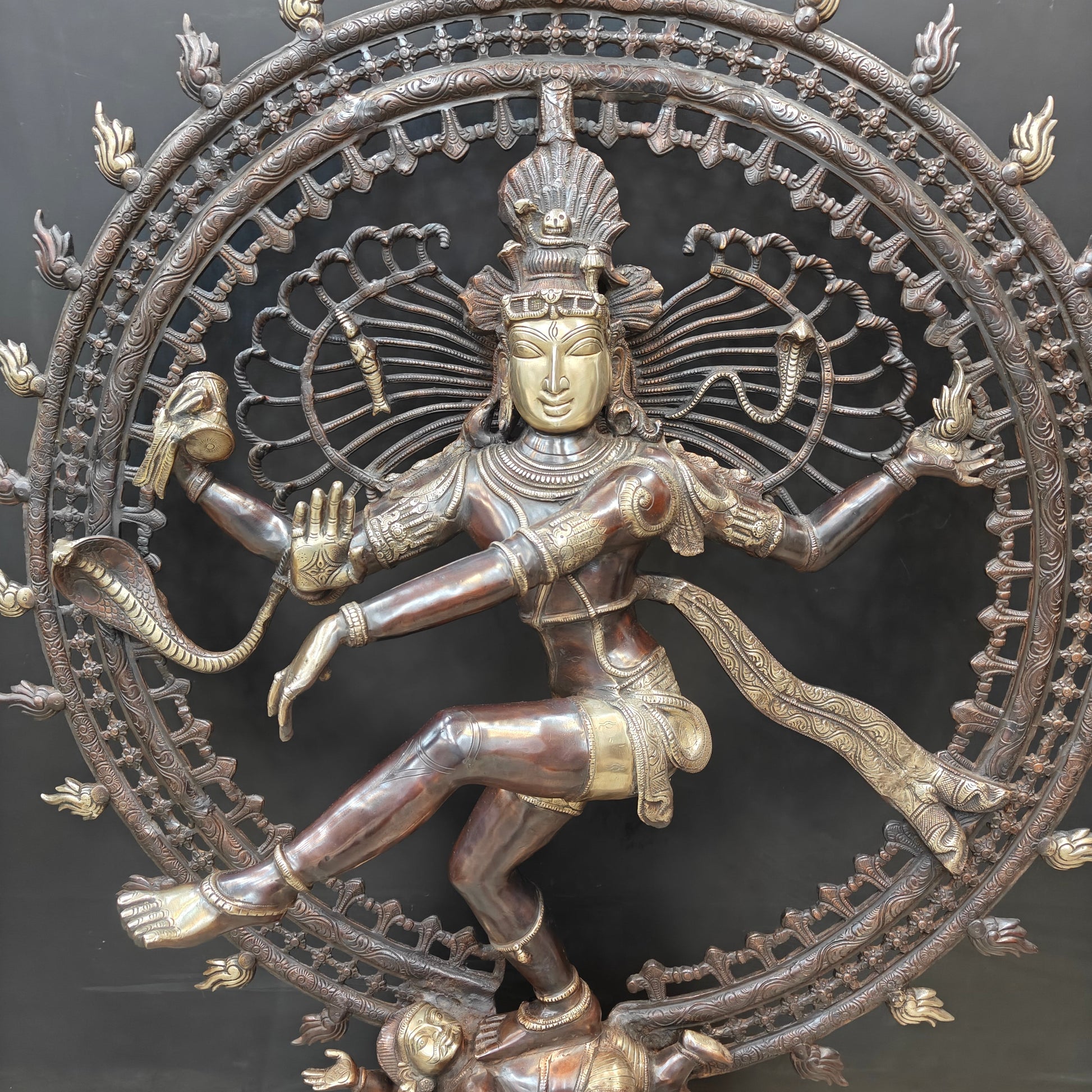 Brass Dancing Shiva as Nataraja Statue Antique Finish 4 Feet - Image 6