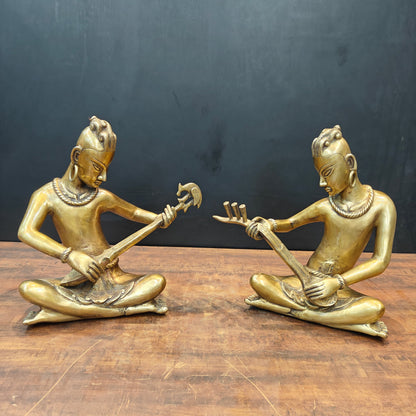 Brass Large Tribal Musicians Set Of 2 For Home Decor Showpiece 1.5 Feet by vendor-unknown - Decor (View 3)