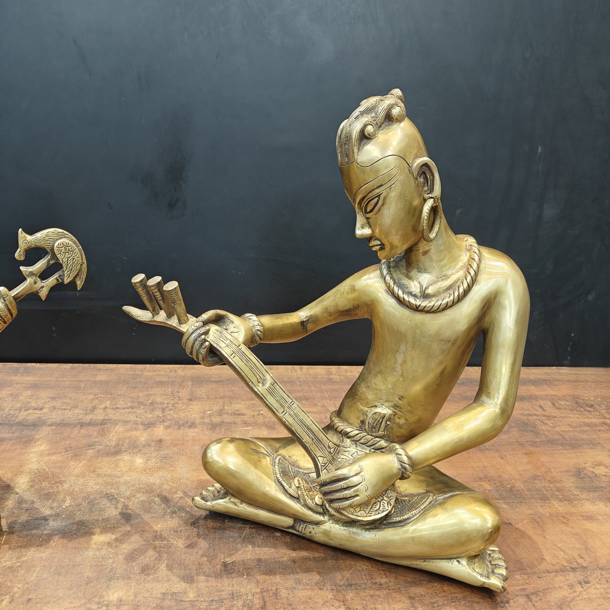 Brass Large Tribal Musicians Set Of 2 For Home Decor Showpiece 1.5 Feet - Image 5