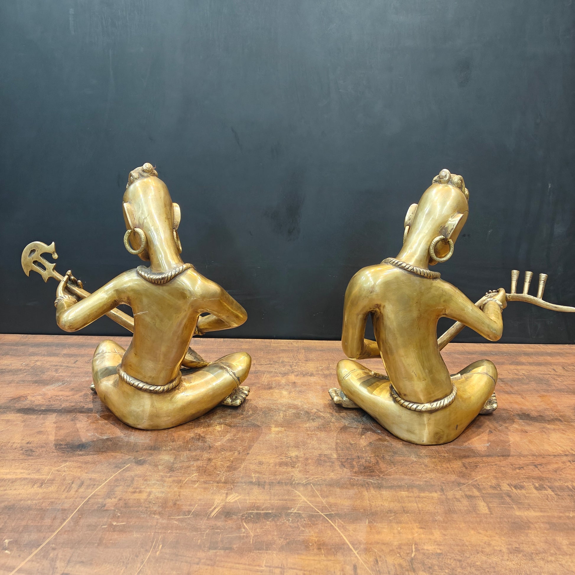 Brass Large Tribal Musicians Set Of 2 For Home Decor Showpiece 1.5 Feet - Image 6