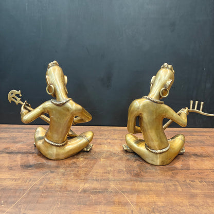 Brass Large Tribal Musicians Set Of 2 For Home Decor Showpiece 1.5 Feet by vendor-unknown - Decor (View 6)