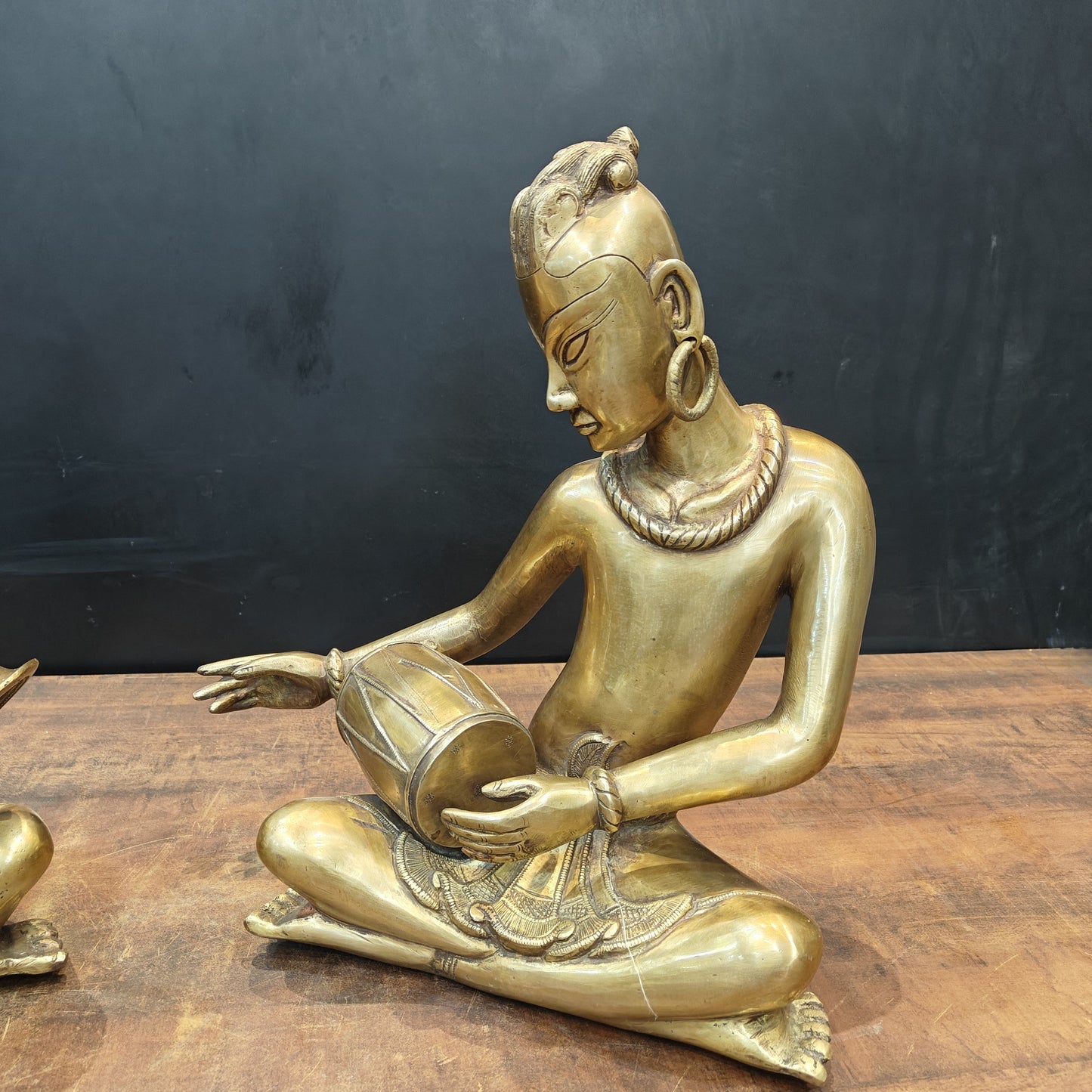 Brass Large Tribal Musicians Set Of 2 For Home Decor Showpiece 18 Inches