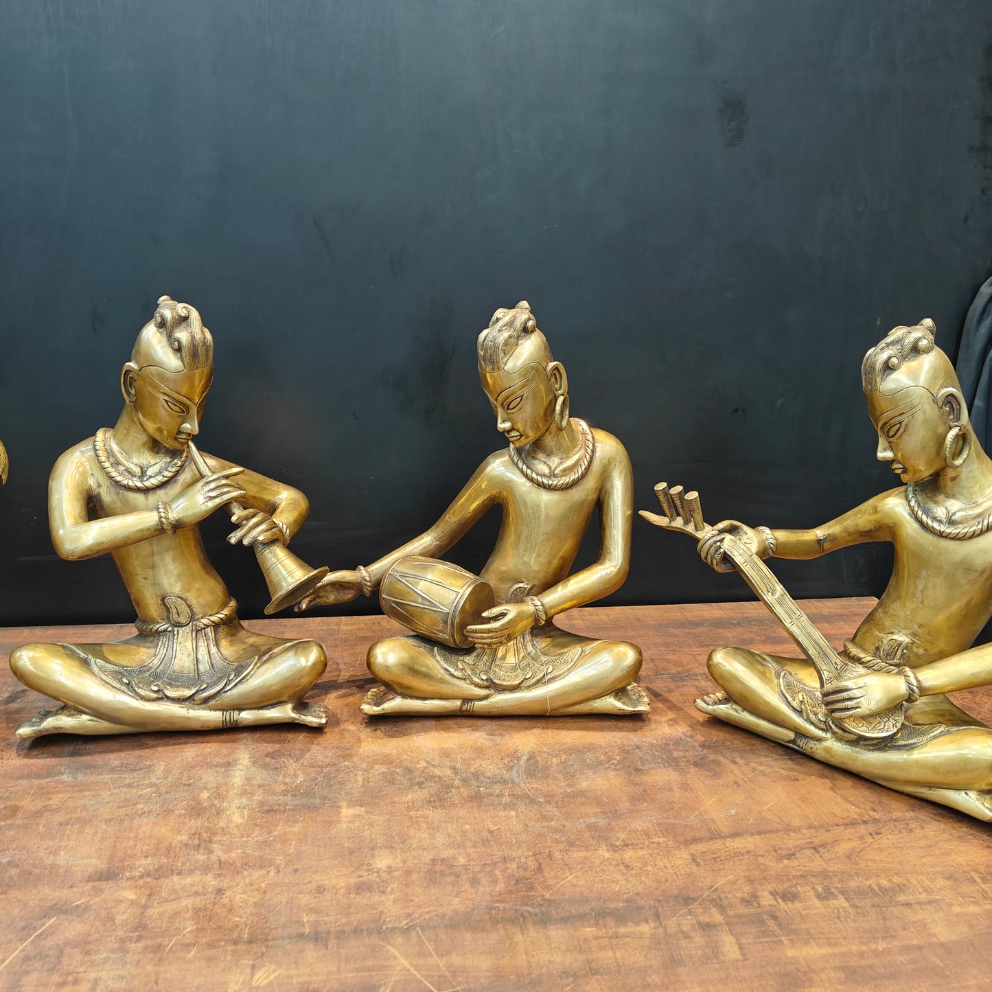 Brass Large Tribal Musicians Set Of 4 Showpiece 1.5 Feet