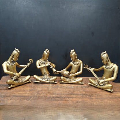 Brass Large Tribal Musicians Set Of 4 Showpiece 1.5 Feet by vendor-unknown - Decor (View 3)