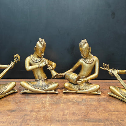 Brass Large Tribal Musicians Set Of 4 Showpiece 1.5 Feet by vendor-unknown - Decor (View 5)
