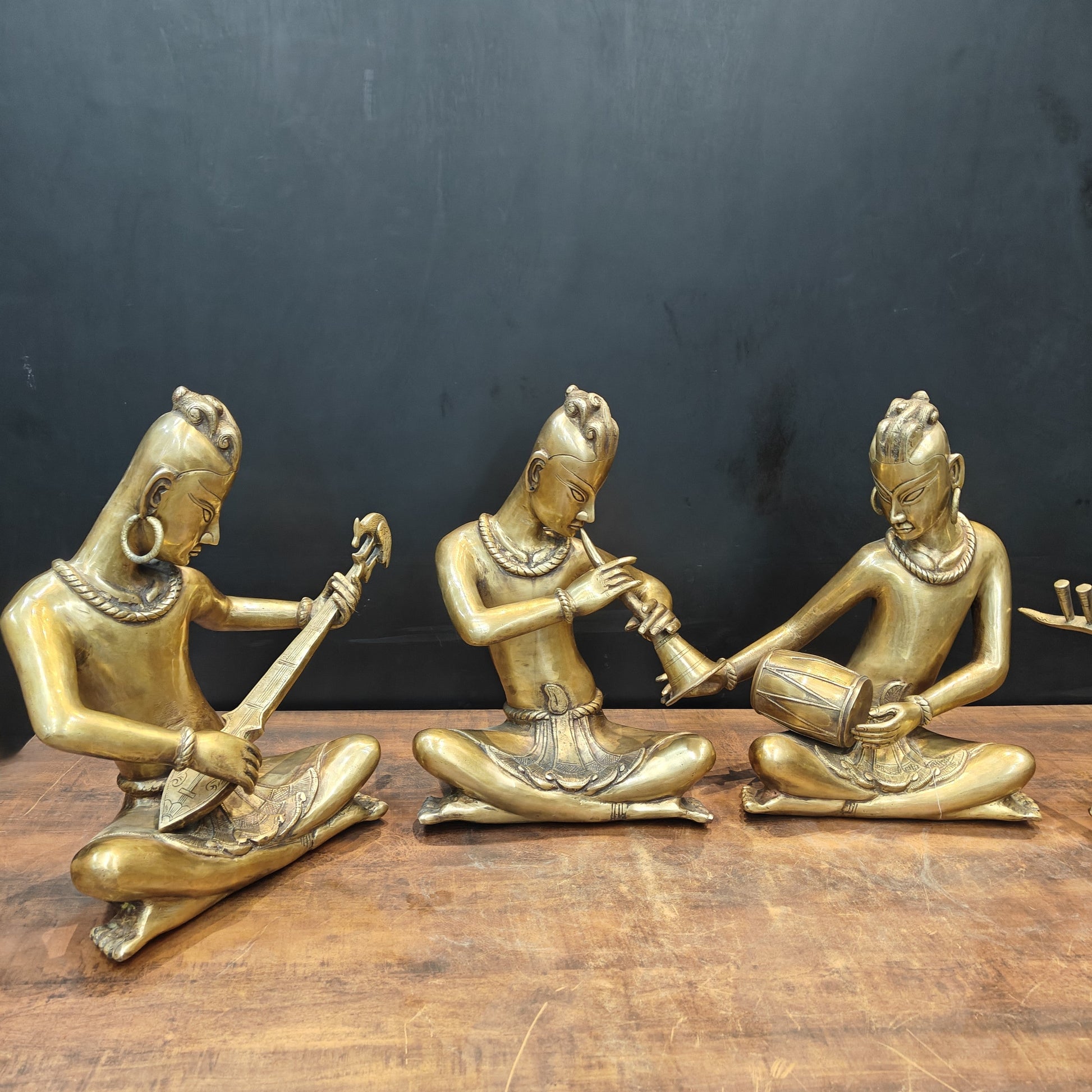 Brass Large Tribal Musicians Set Of 4 Showpiece 1.5 Feet - Image 6