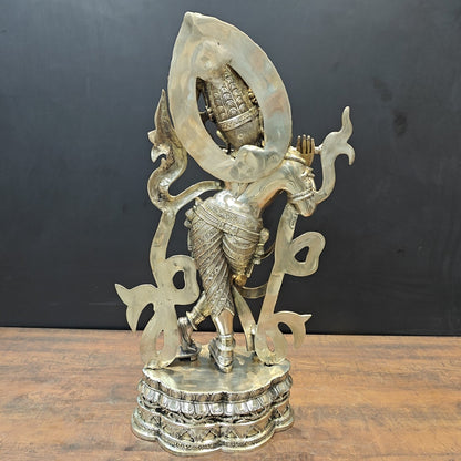 Brass Large Krishna Statue Playing Flute On Pedestal 3 Feet by vendor-unknown - Hindu Gods (View 9)