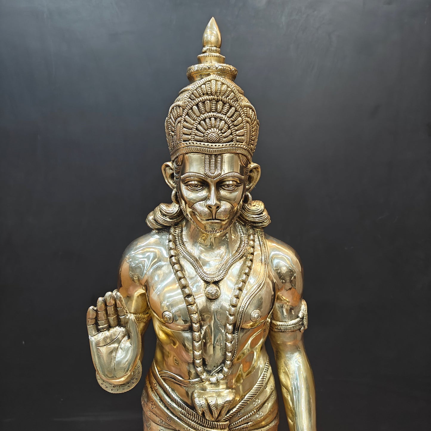 Brass Superfine Standing Hanuman Statue For Home Decor 3 Feet