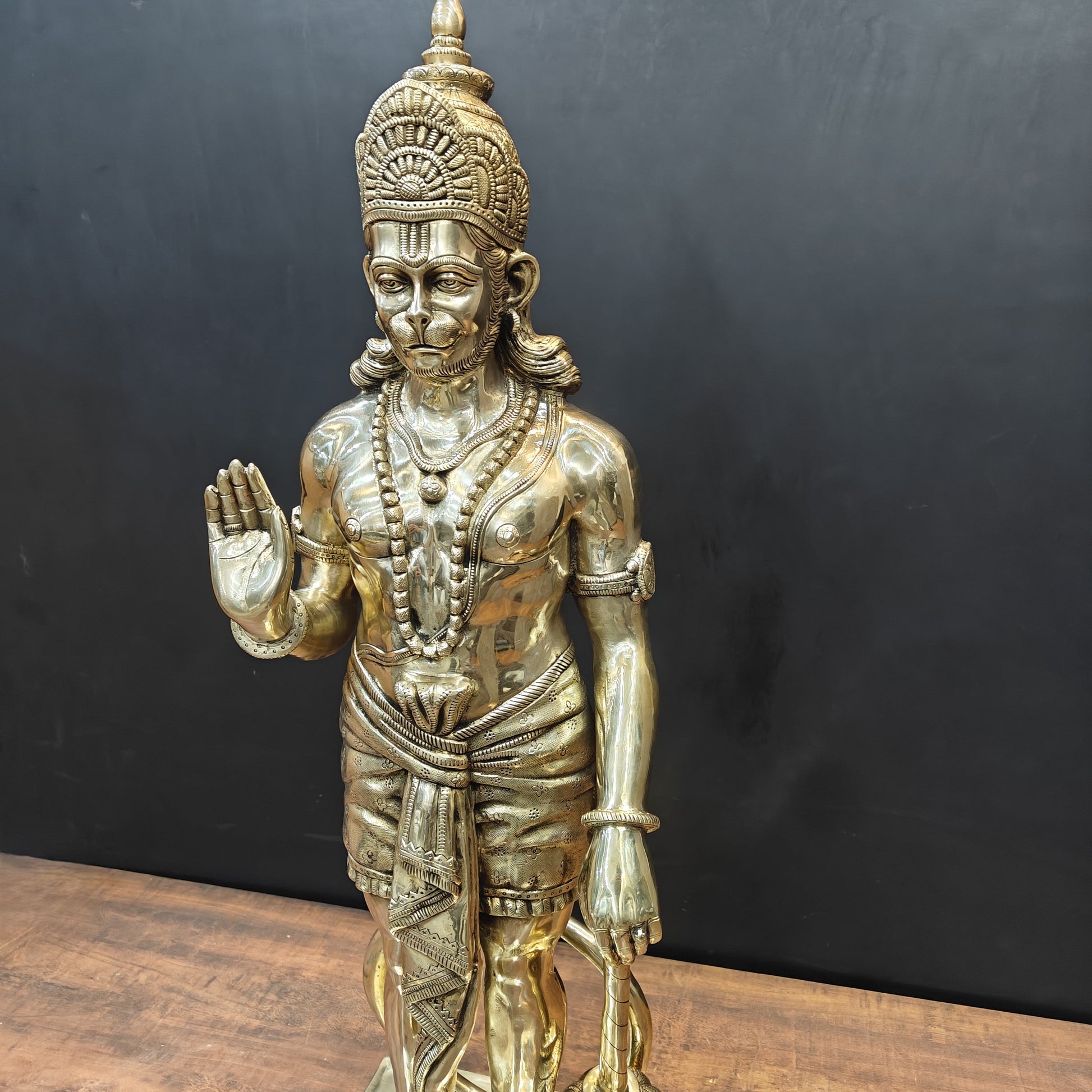 Brass Superfine Standing Hanuman Statue For Home Decor 3 Feet - Image 12