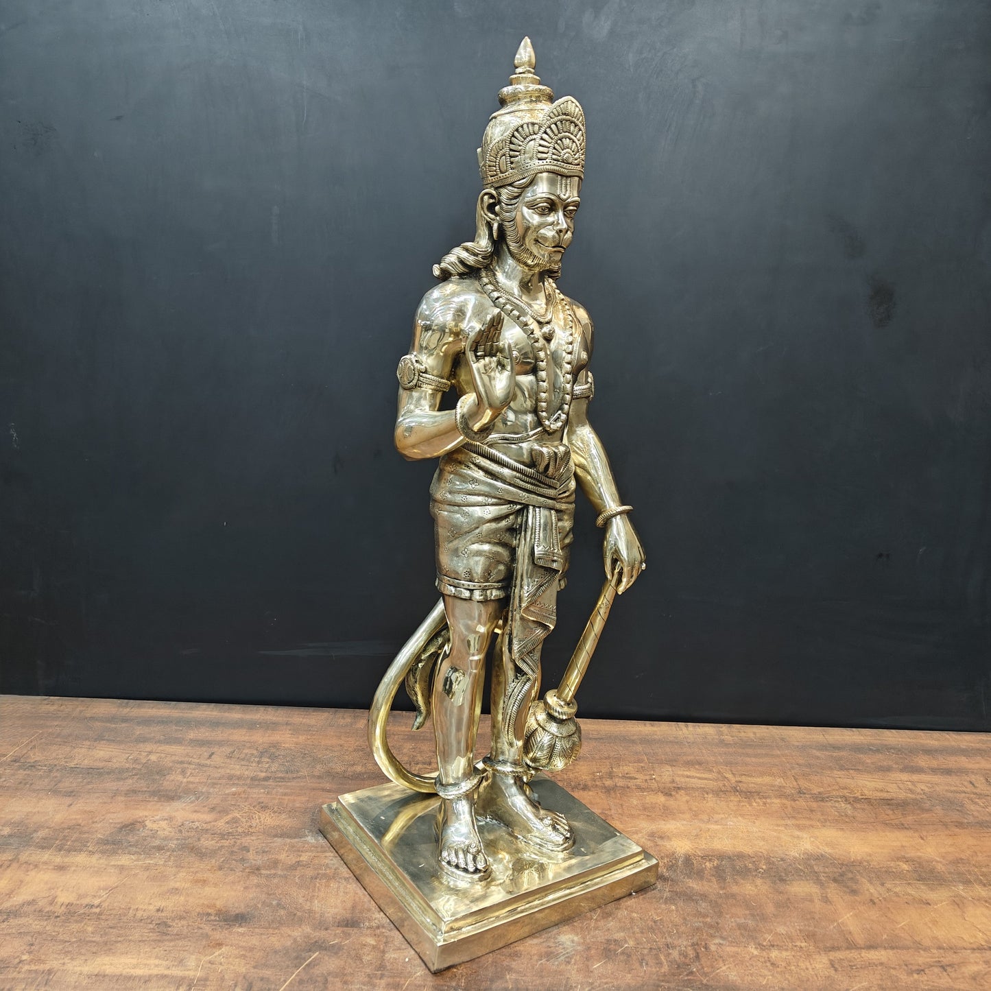 Brass Superfine Standing Hanuman Statue For Home Decor 3 Feet