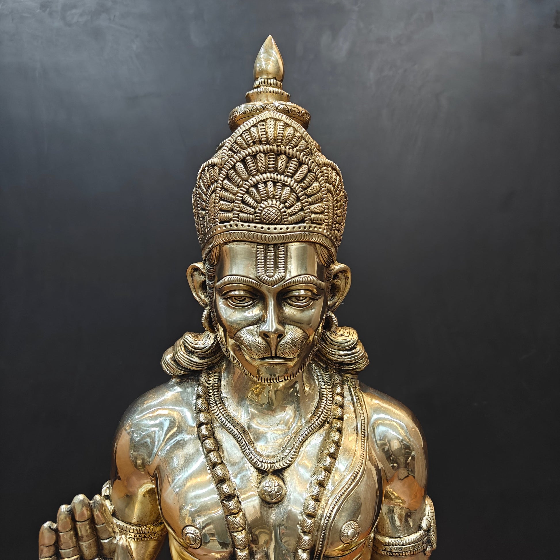Brass Superfine Standing Hanuman Statue For Home Decor 3 Feet - Image 6