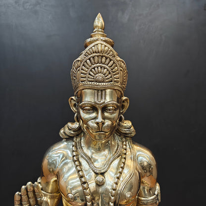 Brass Superfine Standing Hanuman Statue For Home Decor 3 Feet by vendor-unknown - Hindu Gods (View 6)