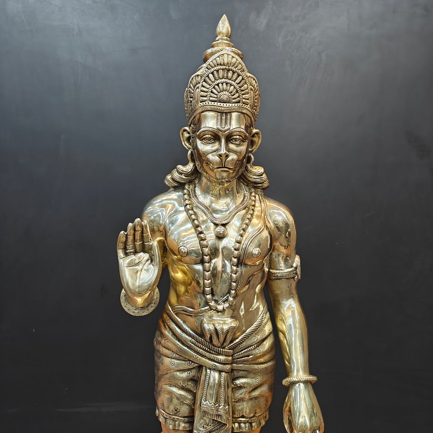 Brass Superfine Standing Hanuman Statue For Home Decor 3 Feet