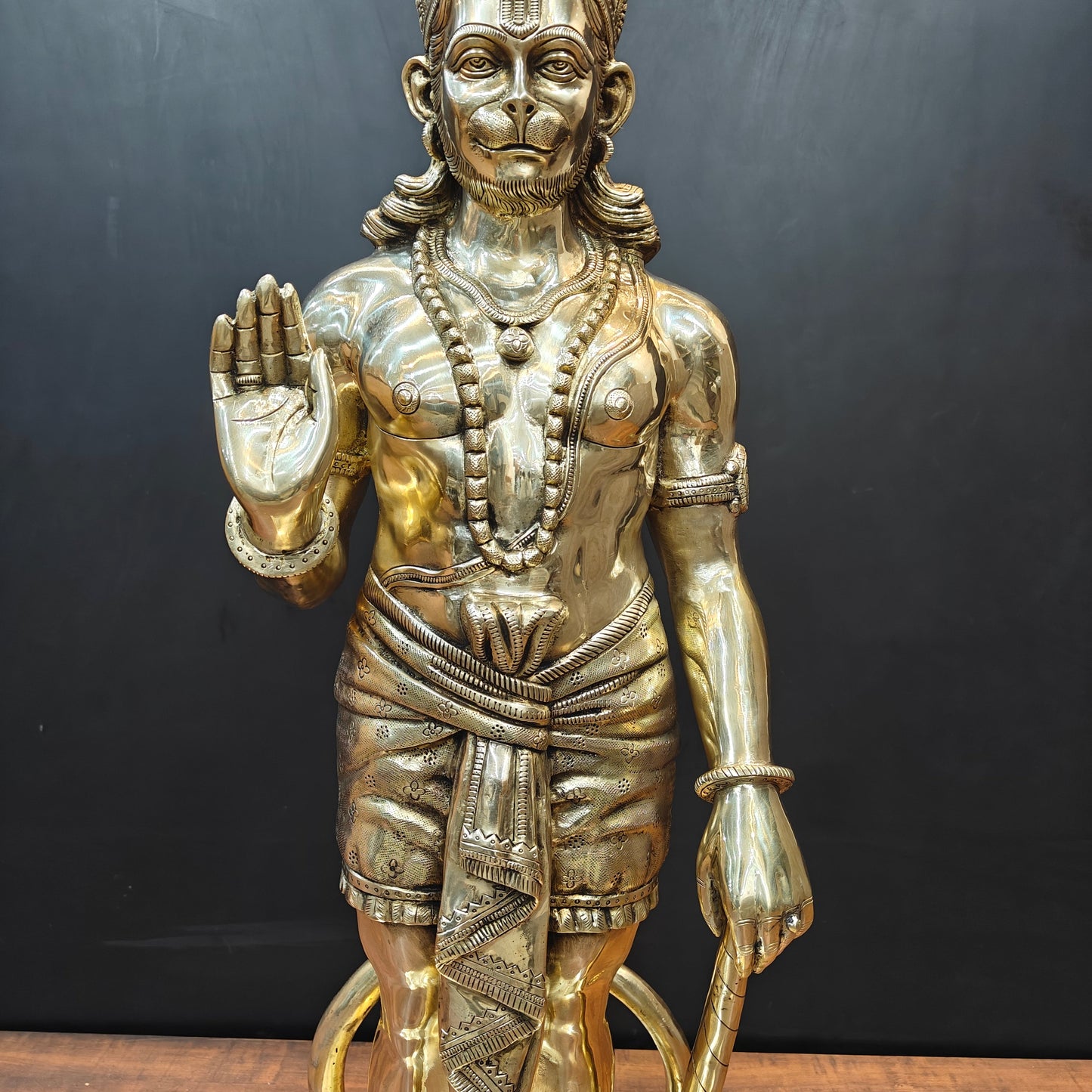 Brass Superfine Standing Hanuman Statue For Home Decor 3 Feet