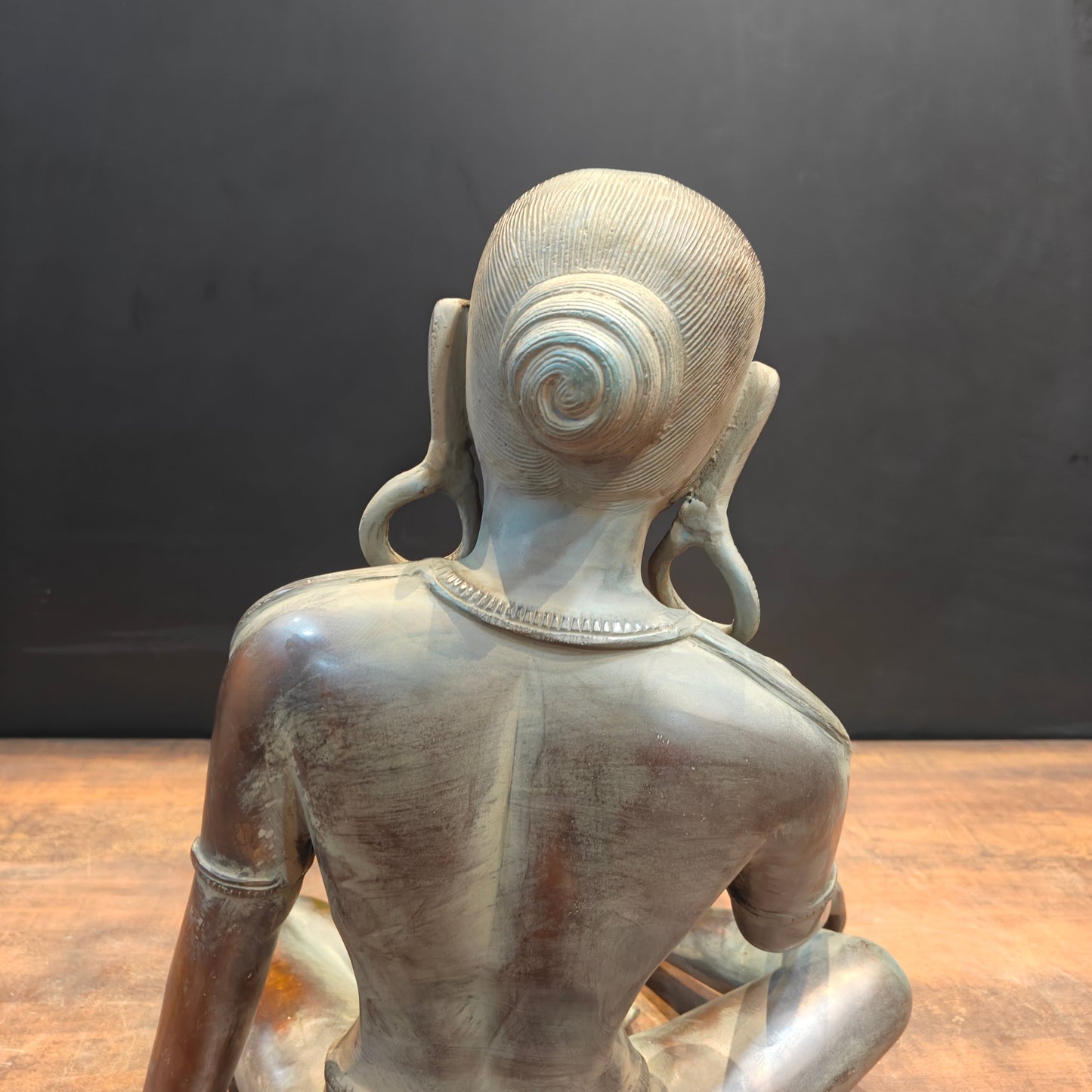Brass Seated Nepalese Parvati Idol Antique Patina Finish 1.5 Feet