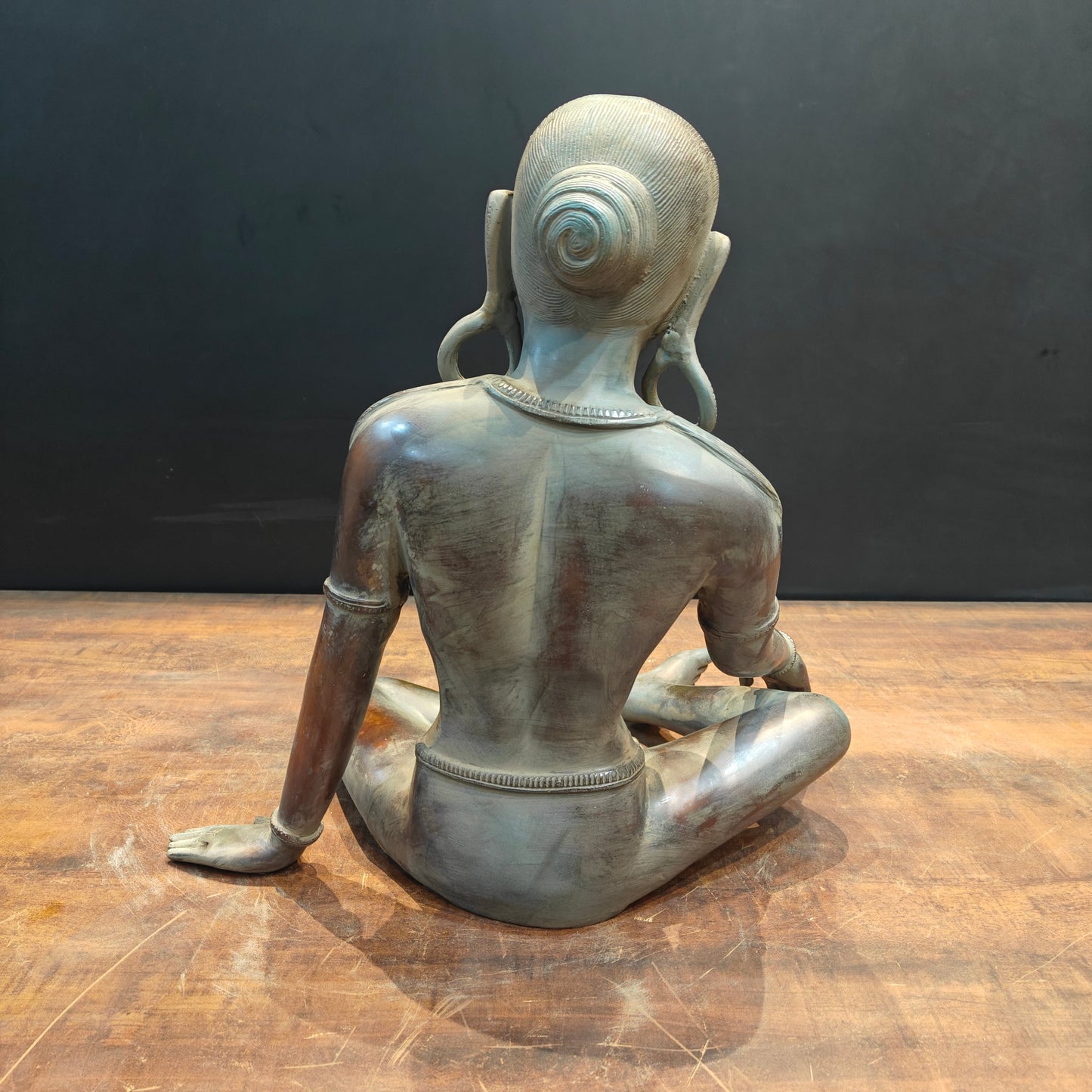 Brass Seated Nepalese Parvati Idol Antique Patina Finish 1.5 Feet