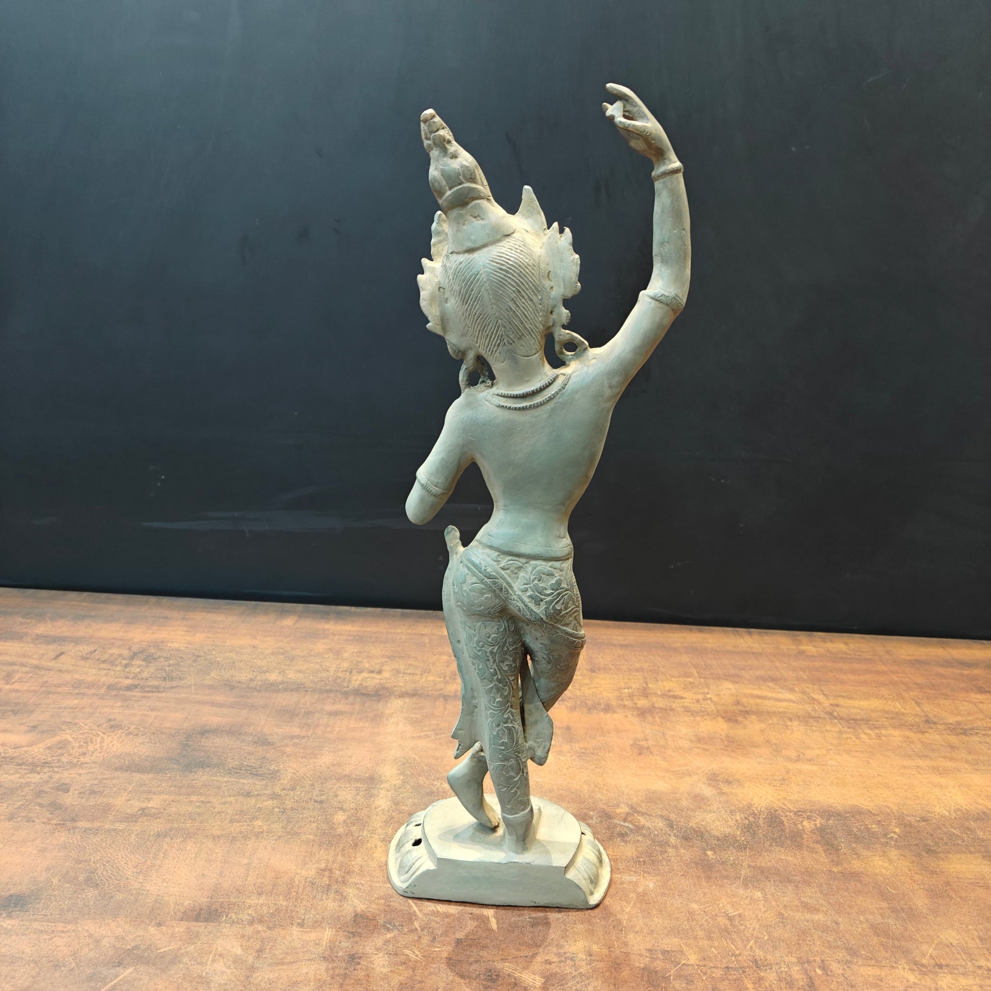 Brass Tibetan Buddhist Maya Devi Statue Green Patina Finish 19 Inch - Image 9