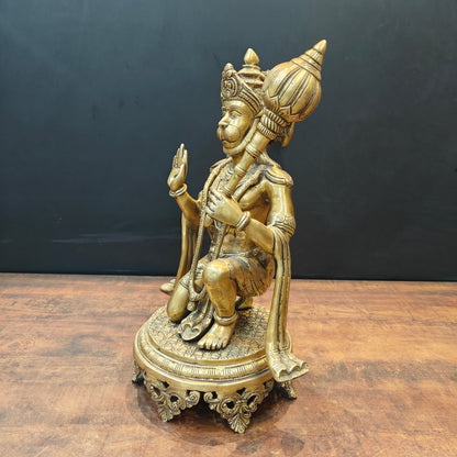 Brass Blessing Hanuman Idol Sitting On Chowki 1.5 Feet by vendor-unknown - Hindu Gods (View 5)