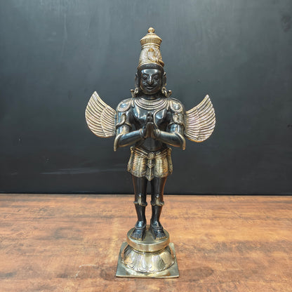 Brass Standing Garud Dev Idol Vehicle of Lord Vishnu Antique Gold Finish 2 Feet by vendor-unknown - Hindu Gods (View 3)