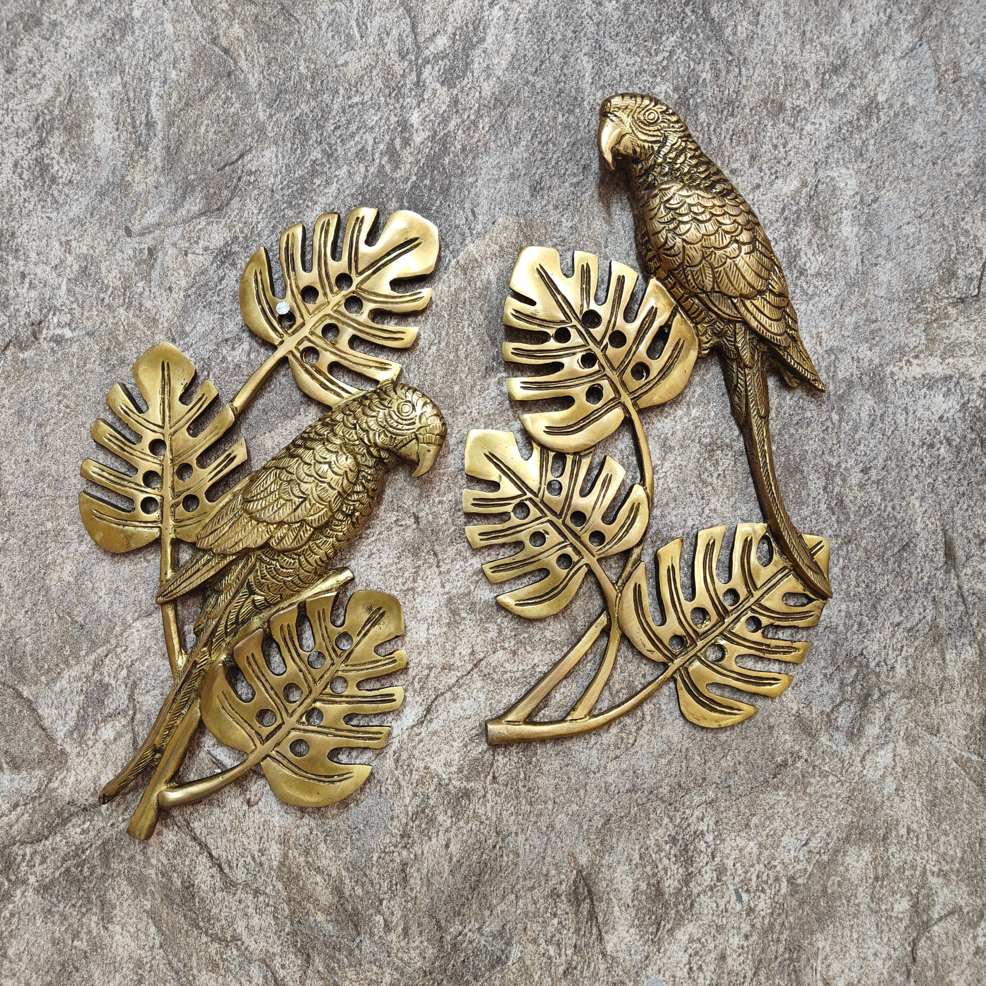 Brass Parrots On Tree Wall Hanging For Decor 1 Feet - Image 3