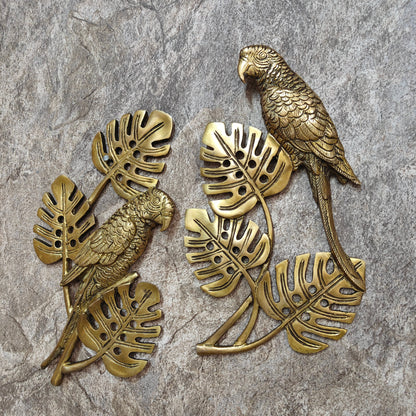 Brass Parrots On Tree Wall Hanging For Decor 1 Feet by vendor-unknown - Decor (View 5)