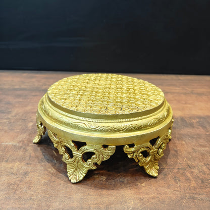 Brass Designer Puja Chowki Pedestal For Pooja Room Decor 4 Inch by vendor-unknown - Spiritual (View 3)