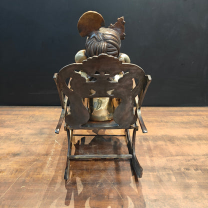 Brass Ganesha Idol Reading Book On Rocking Chair Antique Finish 2 Feet by vendor-unknown - Hindu Gods (View 8)