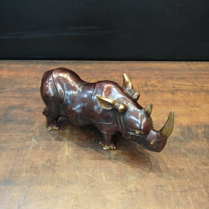 Brass Unique Rhino Statue Sculpture For Decor Showpiece 11 Inch by vendor-unknown - Decor (View 3)