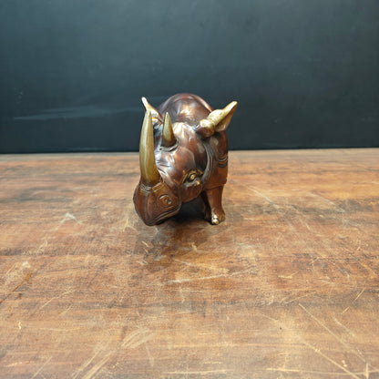 Brass Unique Rhino Statue Sculpture For Decor Showpiece 11 Inch by vendor-unknown - Decor (View 4)