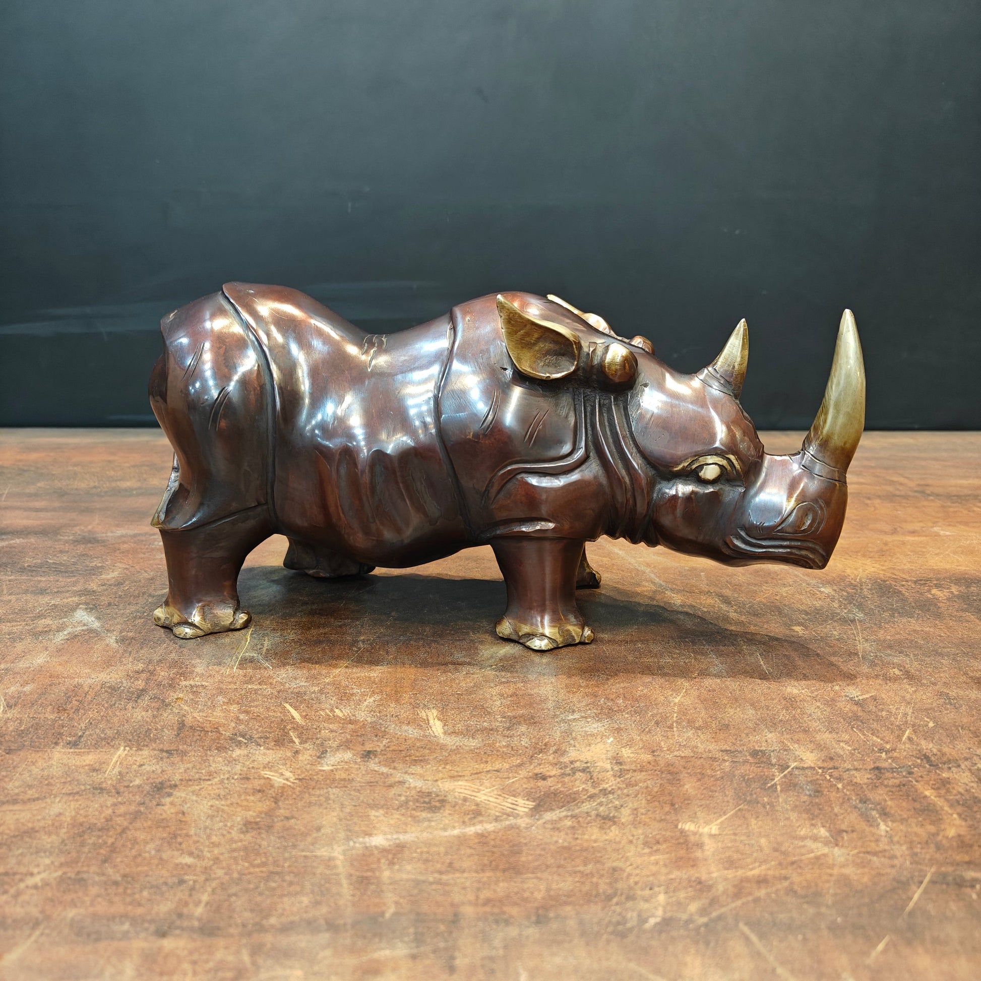 Brass Unique Rhino Statue Sculpture For Decor Showpiece 11 Inch - Image 6