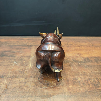 Brass Unique Rhino Statue Sculpture For Decor Showpiece 11 Inch by vendor-unknown - Decor (View 8)