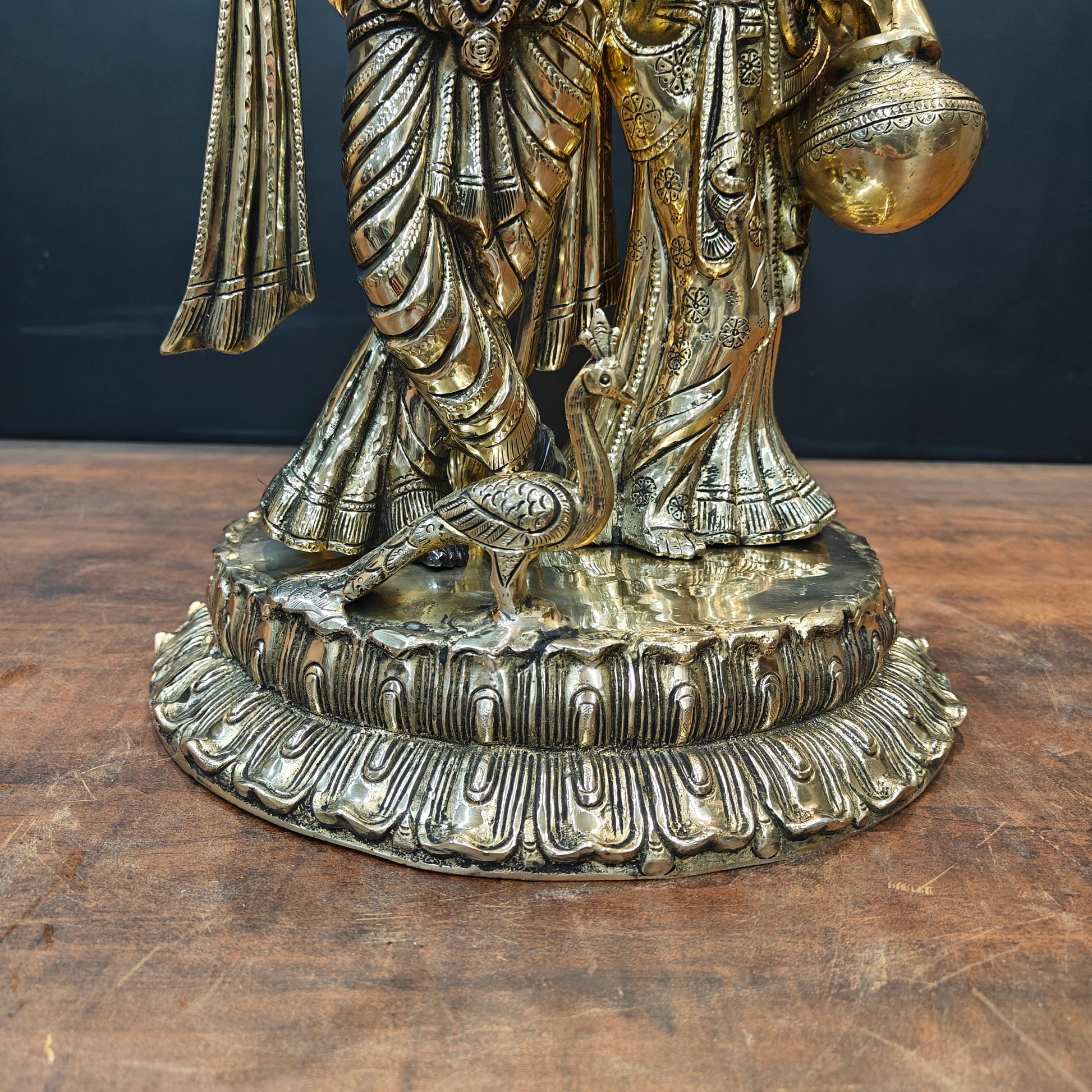 Brass Superfine Radha Krishna Idol Under Kadamba Tree 21 Inches - Image 7