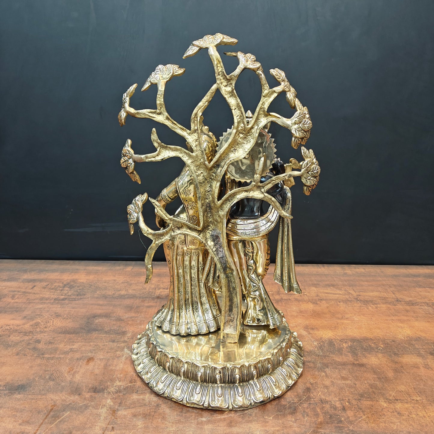 Brass Superfine Radha Krishna Idol Under Kadamba Tree 21 Inches