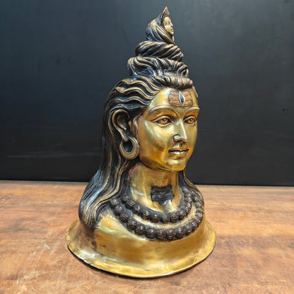 Brass Lord Shiva Head With River Ganga Antique Finish 21 Inches by vendor-unknown - Hindu Gods (View 5)