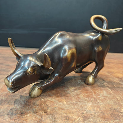 Brass Stock Market Bull Statue For Decor Showpiece 12 Inch by vendor-unknown - Decor (View 2)