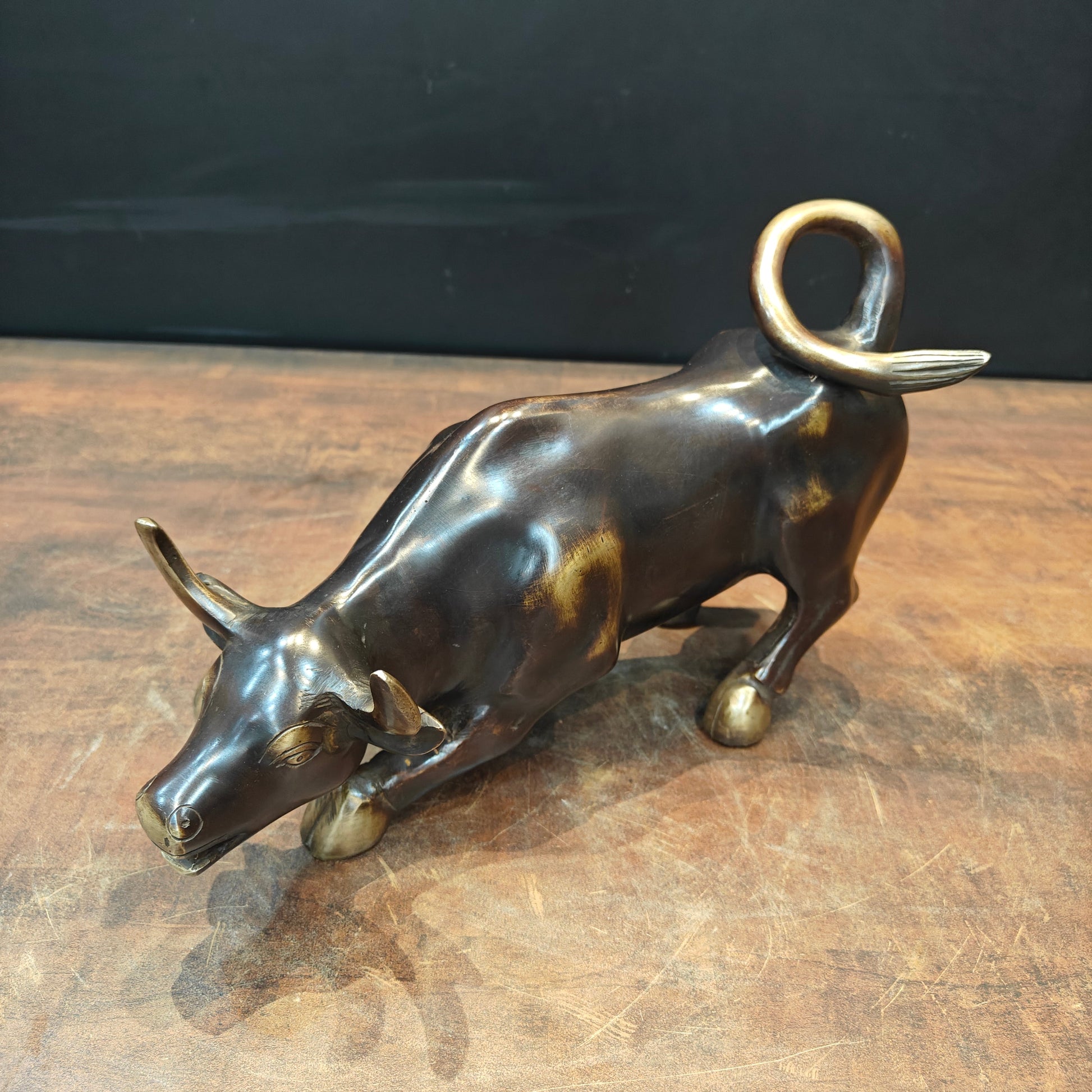 Brass Stock Market Bull Statue For Decor Showpiece 12 Inch - Image 3