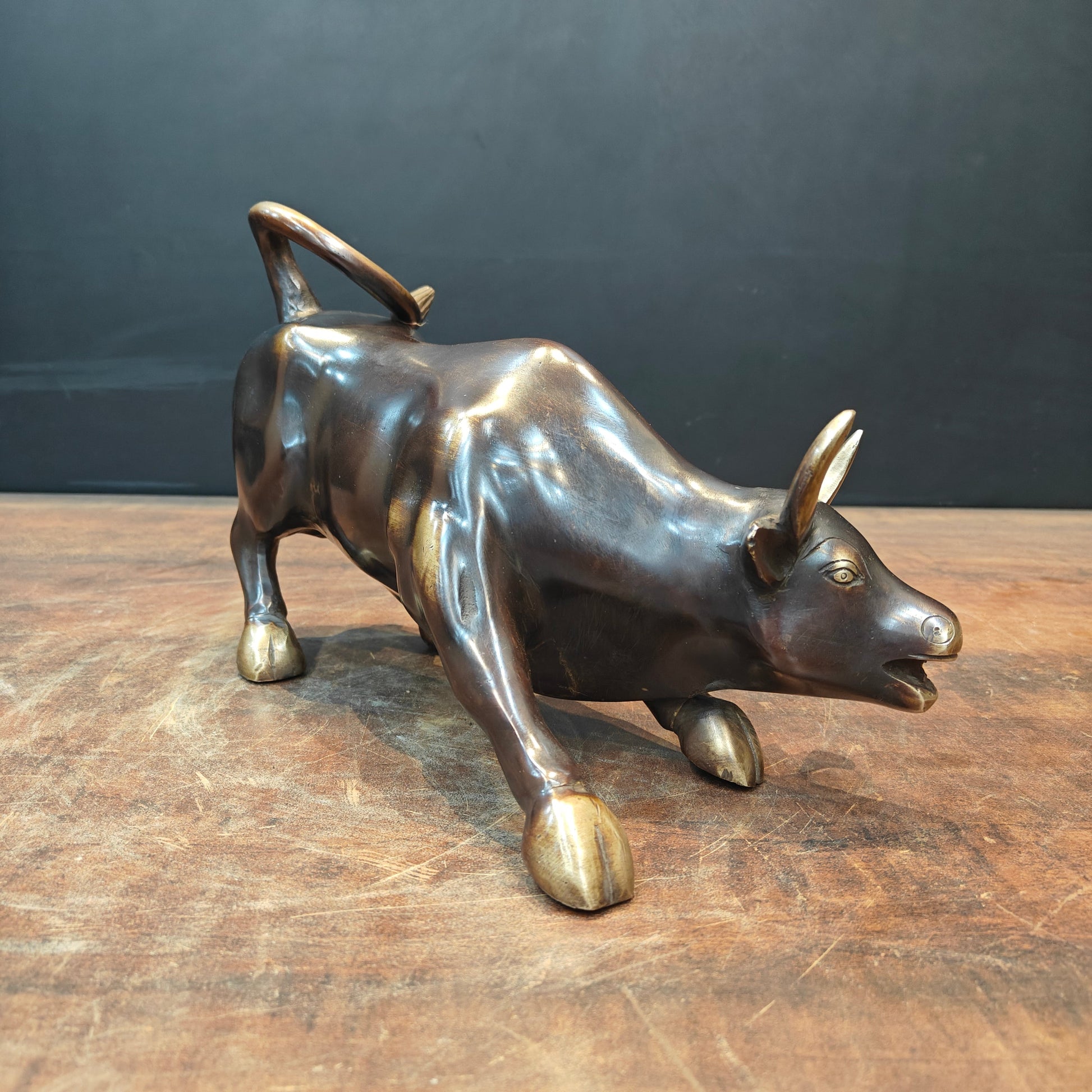 Brass Stock Market Bull Statue For Decor Showpiece 12 Inch - Image 5
