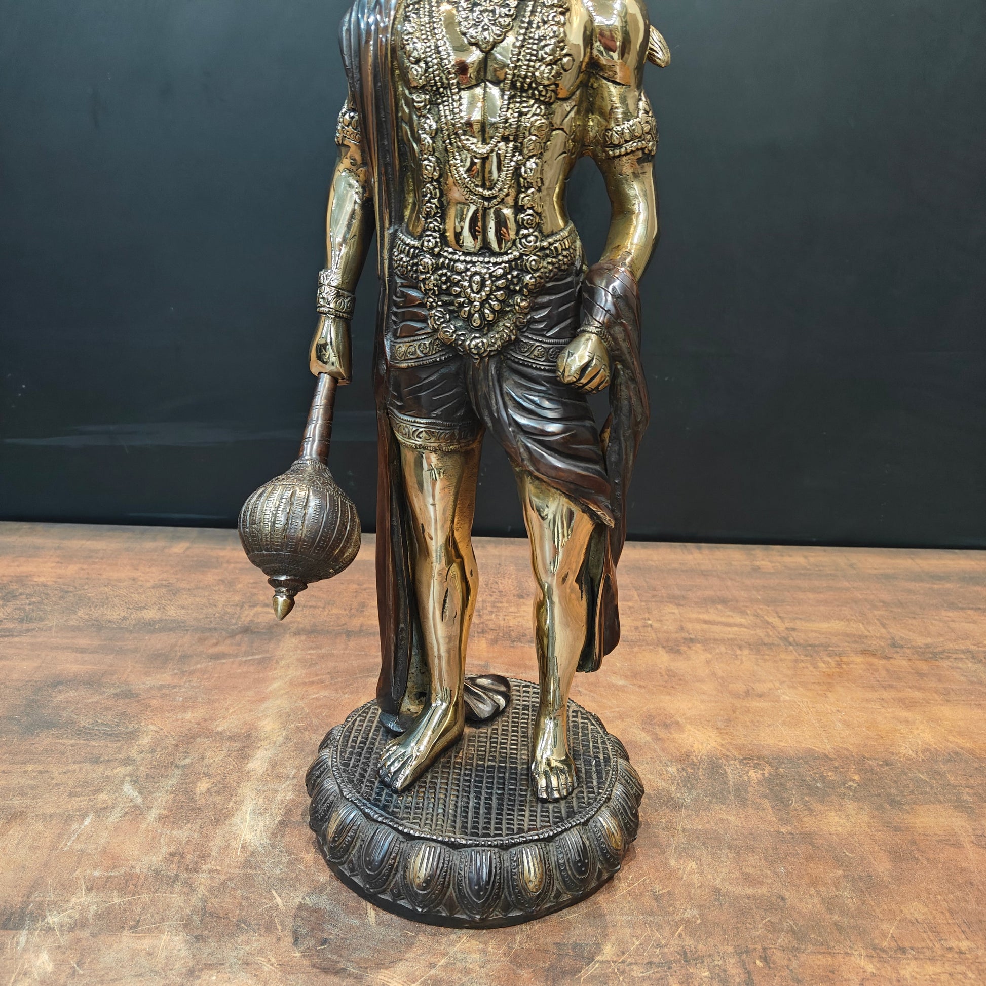 Brass Standing Hanuman Idol Antique Finish 2 Feet - Image 7