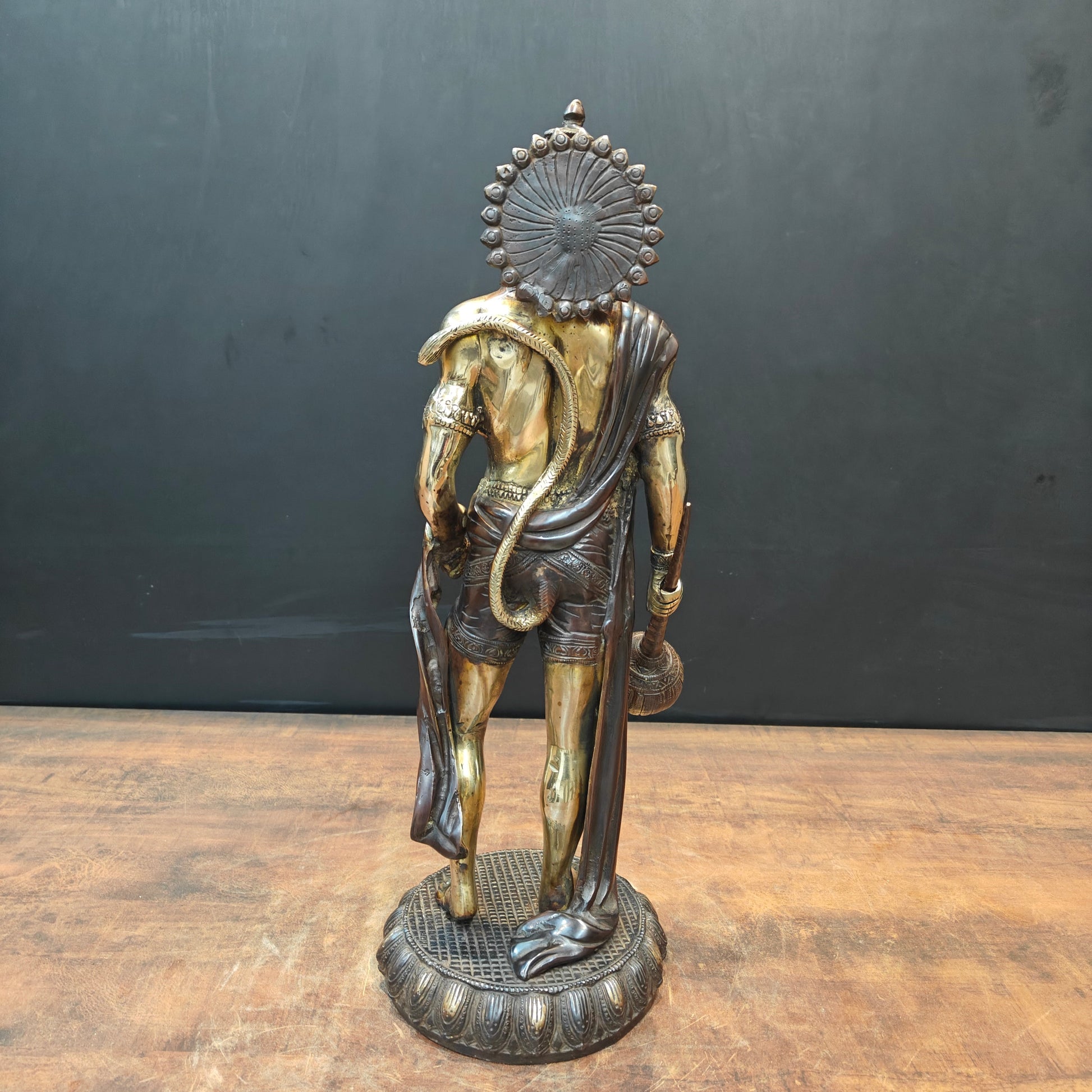 Brass Standing Hanuman Idol Antique Finish 2 Feet - Image 8