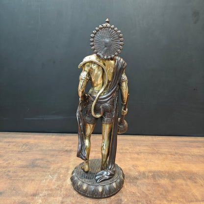Brass Standing Hanuman Idol Antique Finish 2 Feet by vendor-unknown - Hindu Gods (View 8)