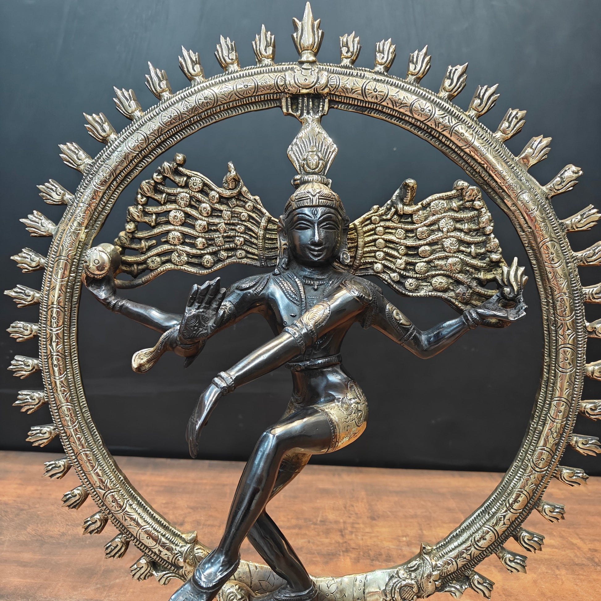 Brass Lord Shiva As Nataraja Statue Dual Tone Finish 1.5 Feet - Image 4