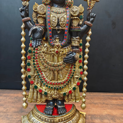 Brass Tirupati Balaji Idol Lord Venkateshwara With Stone Work 3 Feet by vendor-unknown - Hindu Gods (View 6)