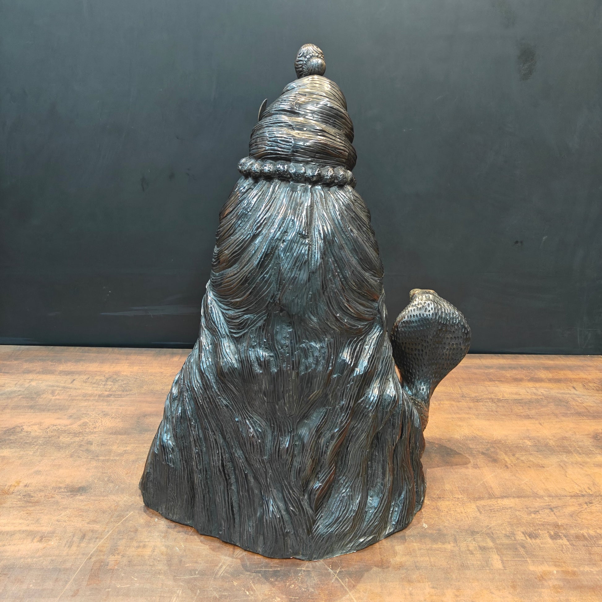 Brass Large Shiva Head Bust With Moon and River Ganga 27 Inch - Image 9