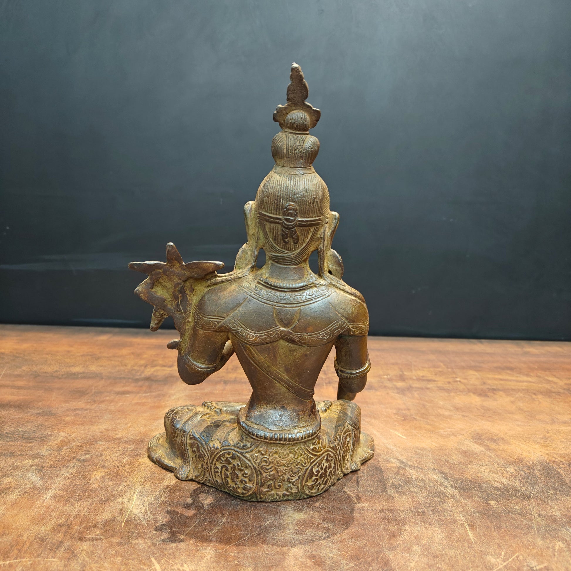 Brass Tibetan Buddhist Goddess White Tara Antique Patina Finish 12 Inch - Image 6